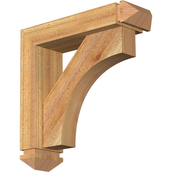 Ekena Millwork Westlake Arts and Crafts Rough Sawn Bracket w/ Offset Brace, Western Red Cedar, 4"W x 14"D x 14"H BKT0402X14X14WTL03RWR - main